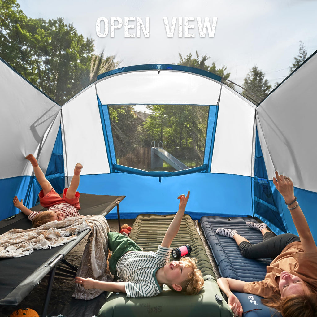 Portal 8 Person Family Camping Tent With Screen Porch, Weather Resistant Tunnel Tent With Rainfly, Large Family Tents For Outdoo