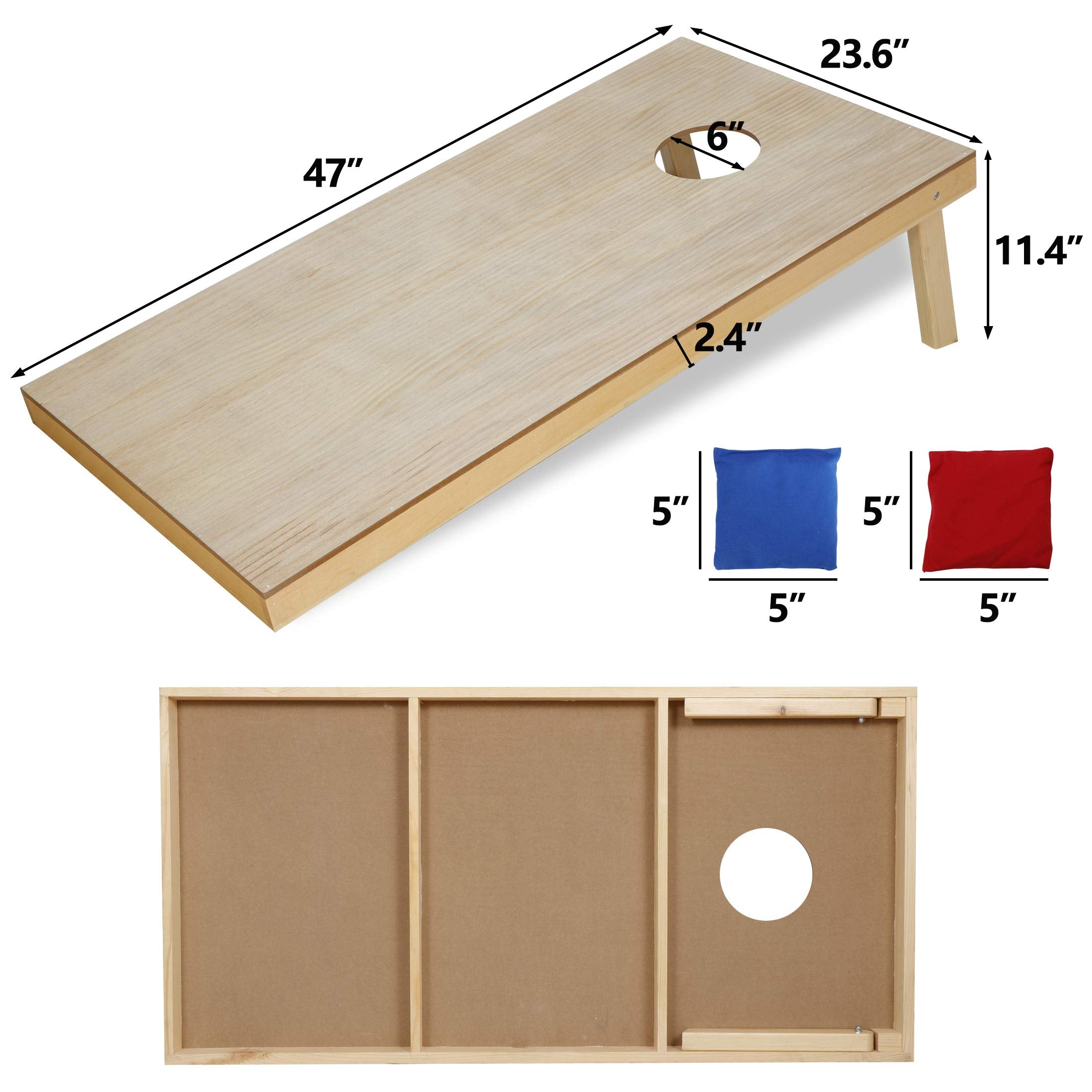 Zeny Portable Cornhole Set 4X2 Regulation Size Wood Cornhole Boards 8 Bean Bags With Travel Cornhole Bag, Indoor Outdoor Lawn Ya
