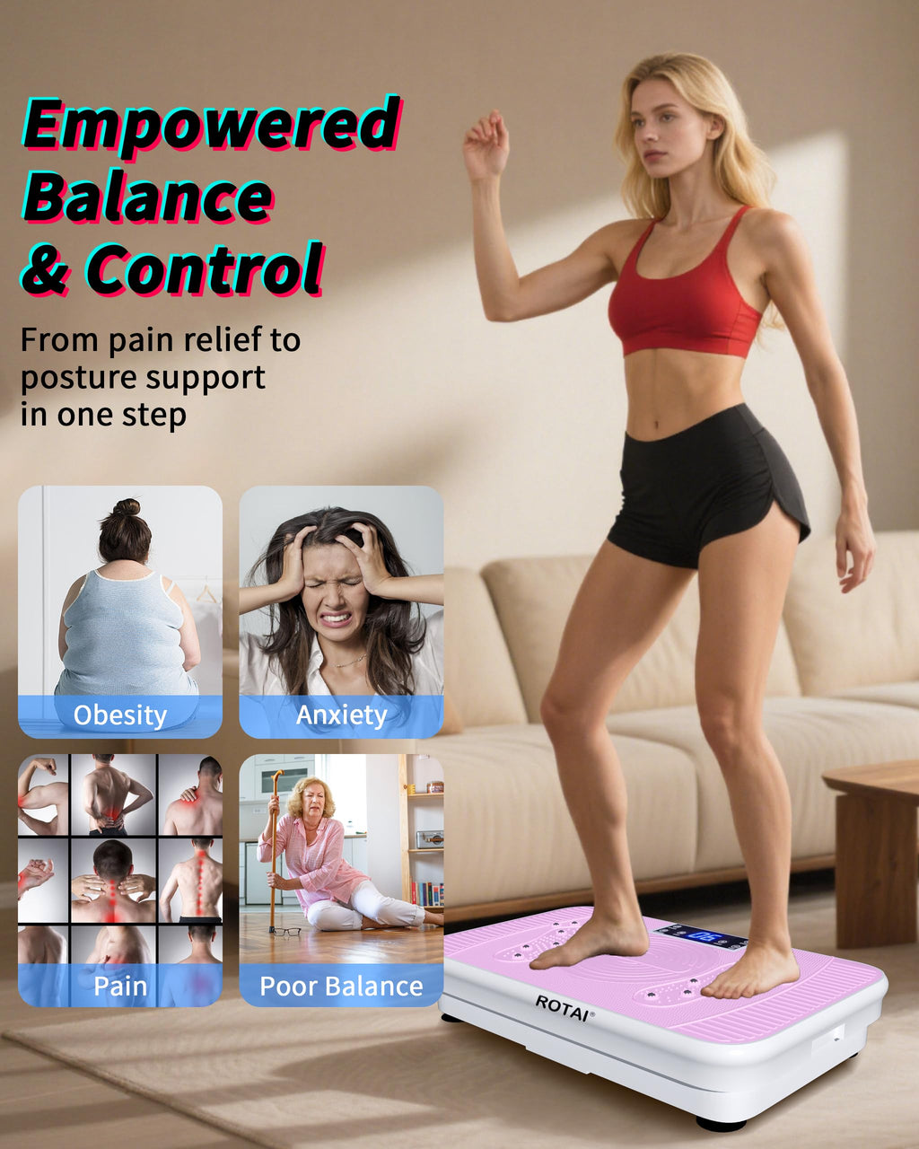 Shake Plate Vibration Exercise Machine for Lymphatic Drainage Massager & Weight Loss, 400 lbs Capacity Whole Body Vibrating Plat