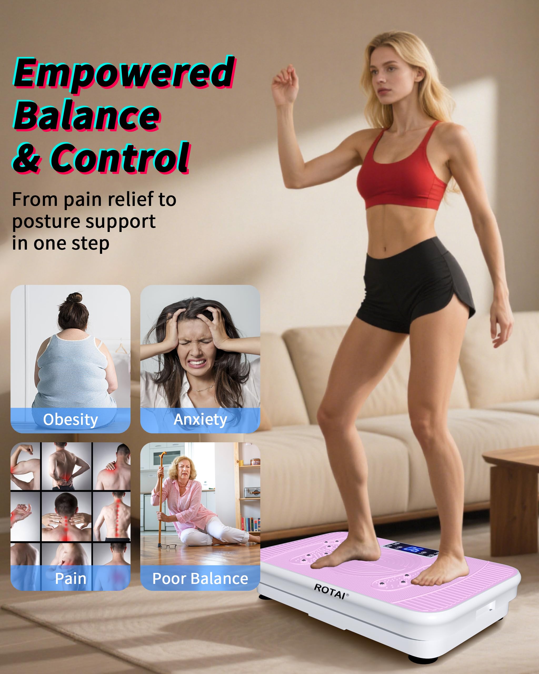 Shake Plate Vibration Exercise Machine for Lymphatic Drainage Massager & Weight Loss, 400 lbs Capacity Whole Body Vibrating Plat