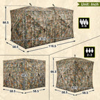 Tidewe Hunting Blind, Double Ground Blinds 270 See Through For 3-In-1 Use, 4-6 Person Pop Up Portable Hunting Tent Includes Carr