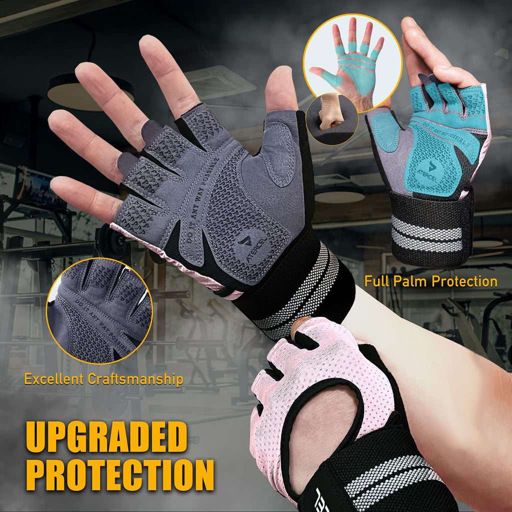 Atercel Fingerless Padded Palm Gloves Breathable With Wrist Support For Water Ski, Canoeing, Sailing, Jet Skiing, And Rowing For