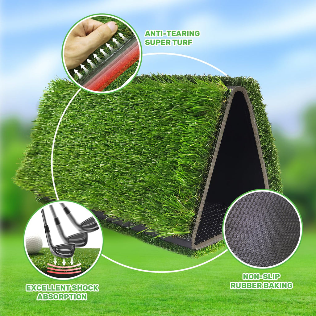 Cosportic Golf Hitting Mat | Golf Training Mat For Swing/Driving/Chipping With Advanced Artificial Turf, Golf Practice Mat 16''X