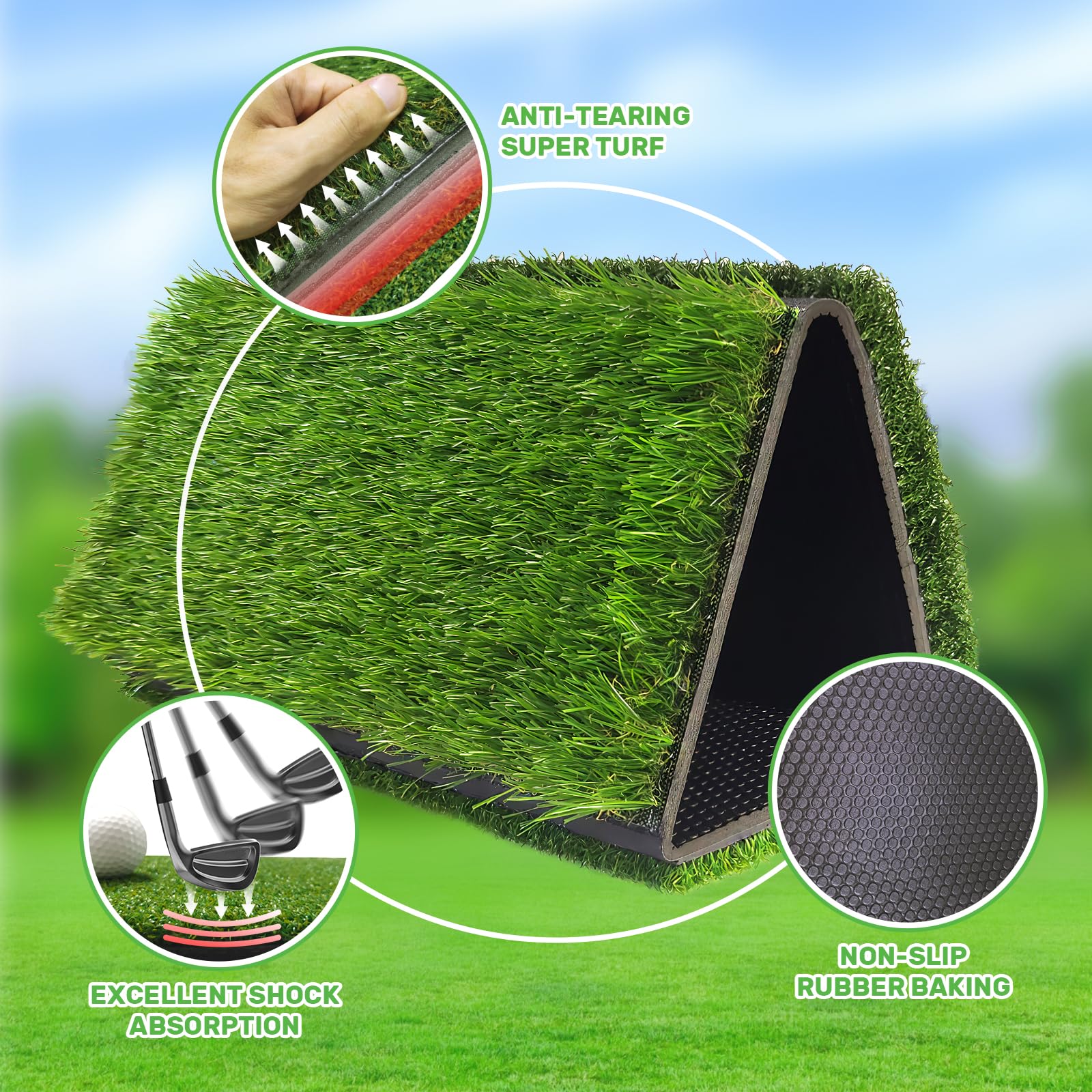 Cosportic Golf Hitting Mat | Golf Training Mat For Swing/Driving/Chipping With Advanced Artificial Turf, Golf Practice Mat 16''X