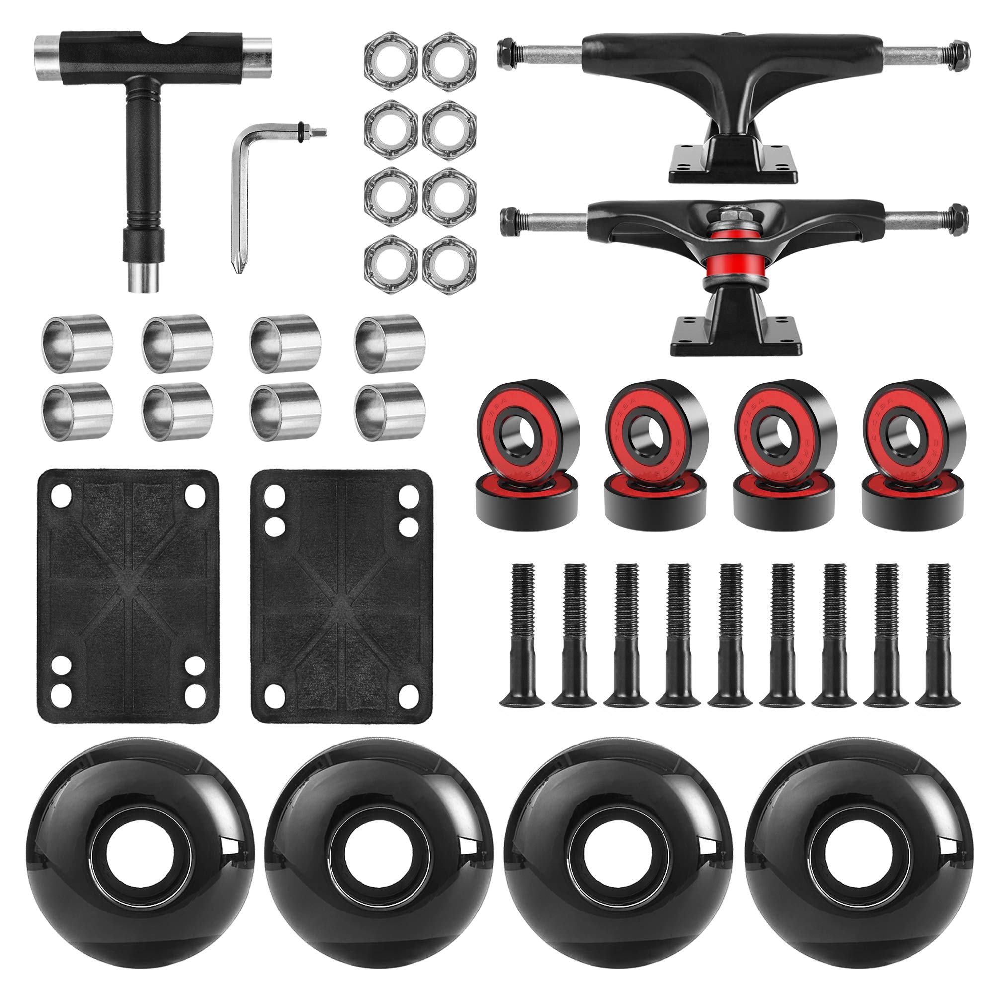 Axdt Skateboard Wheels Set,Include Skateboard Trucks, Skateboard Wheels 52Mm, Skateboard Bearings, Skateboard Pads, Skateboard H