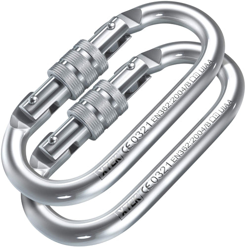 25Kn Climbing Carabiner - Uiaa Ce Rated 5620Lb - Heavy Duty Twist Locking Carabiner Clip - Industrial Strength Large Steel Oval