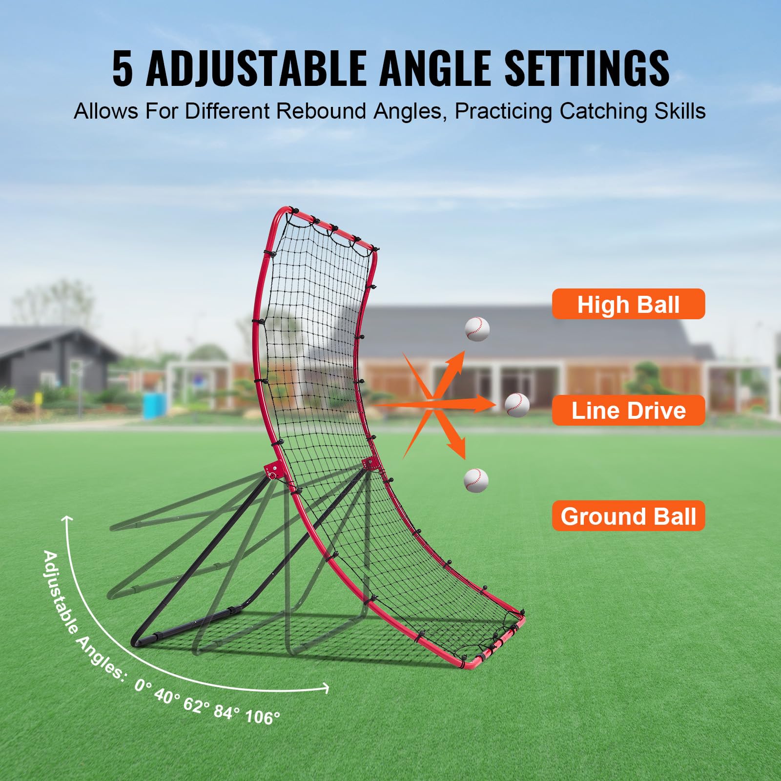 Vevor Baseball And Softball Rebounder Net 4X5.5 Ft Pitchback All Angle Fielding