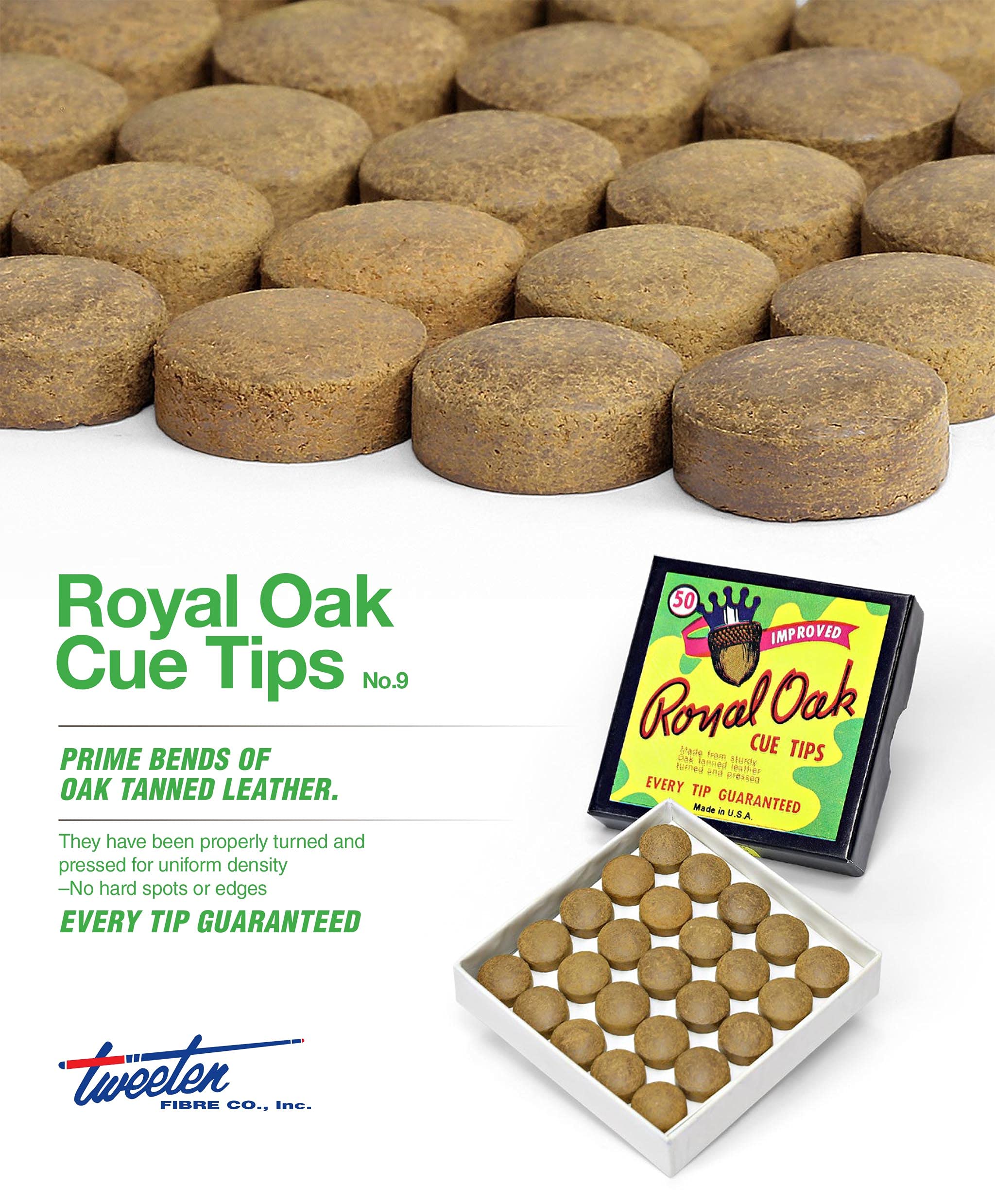 Tweeten Royal Oak Billiard Pool Cue Tips - Choose Your Size - Pack Of 12 (13 Mm)