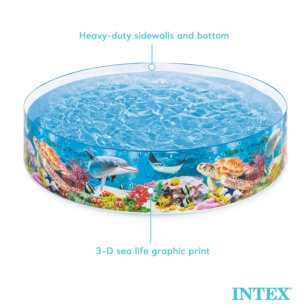 Intex Deep Sea Blue 8 Feet X 18 Inch Snapset Instant Round Plastic Above Ground Swimming Kiddie Pool For Ages 3 Years And Up, Bl