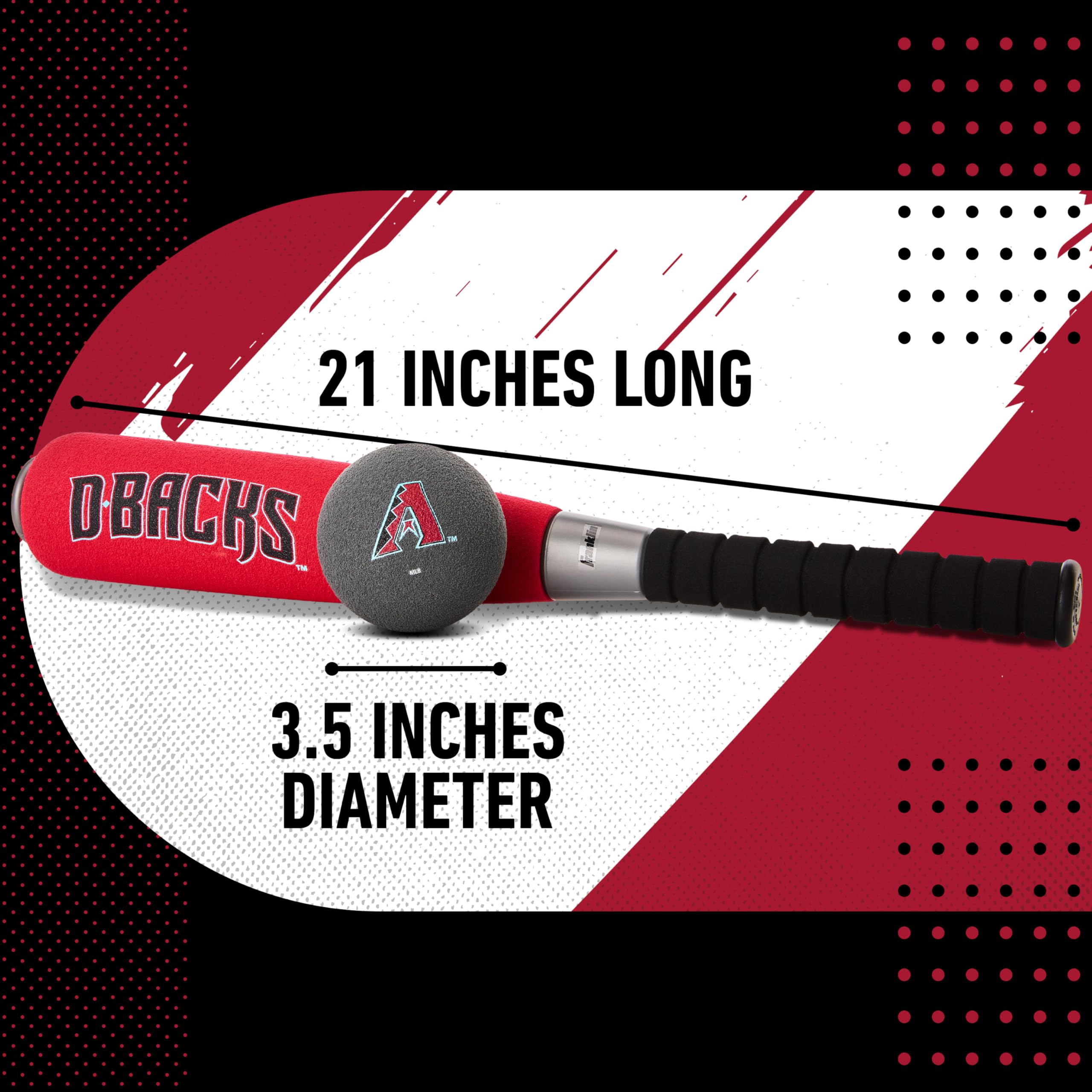 Franklin Sports Mlb Arizona Diamondbacks Team Jumbo Foam Bat And Ball Set, 21-Inch, Black