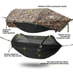 Rivenlo Camping Hammock Tent With Mosquito Net & Rainfly, 3 In 1 Waterproof Lightweight Portable Sleeping Hammock Bug Backpacker