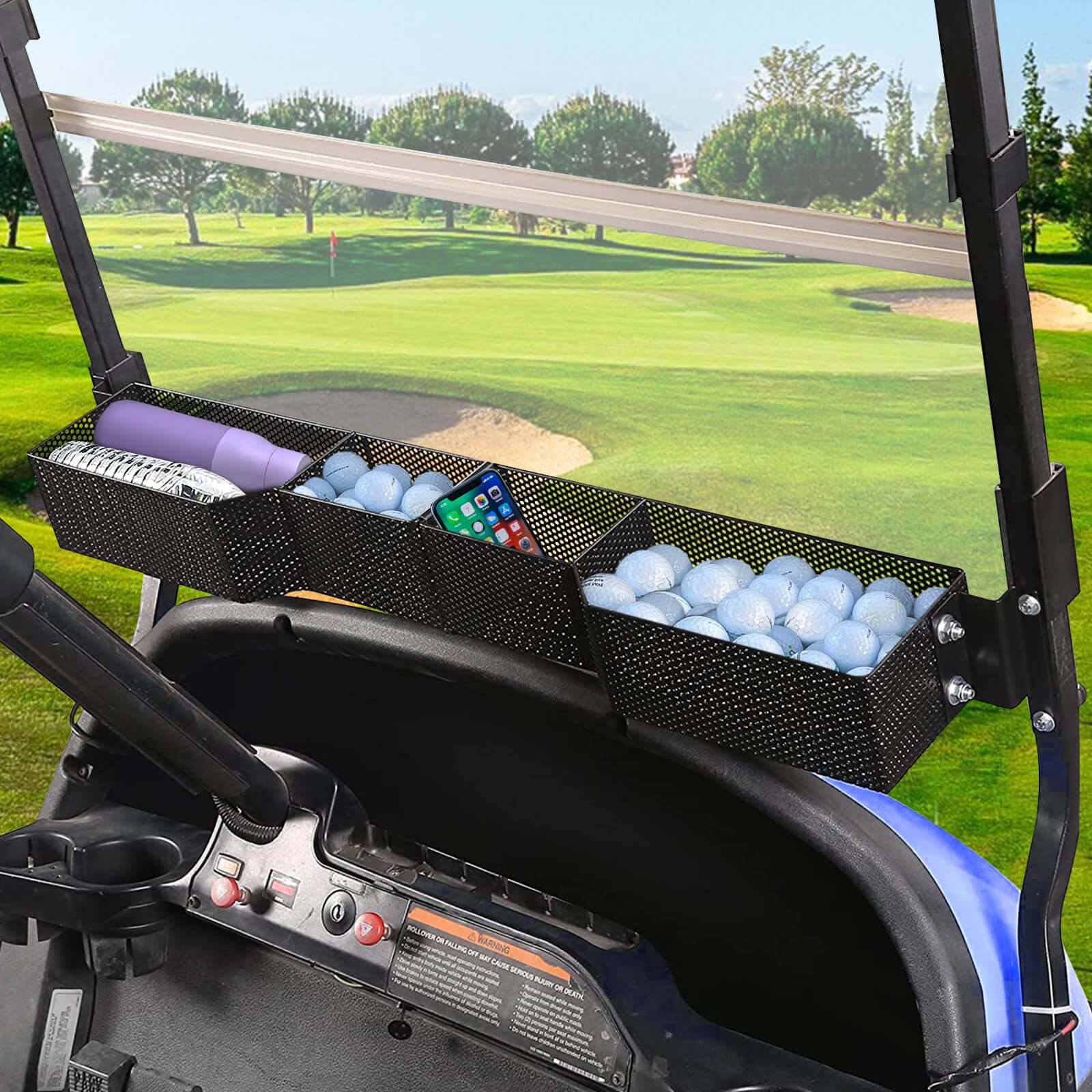 Leapgomax Golf Cart Basket Front Inner Fit Ezgo Txt & Rxv, Club Car Precedent&Ds (2000 Up) Golf Carts, Heavy Steel Mesh Durable 