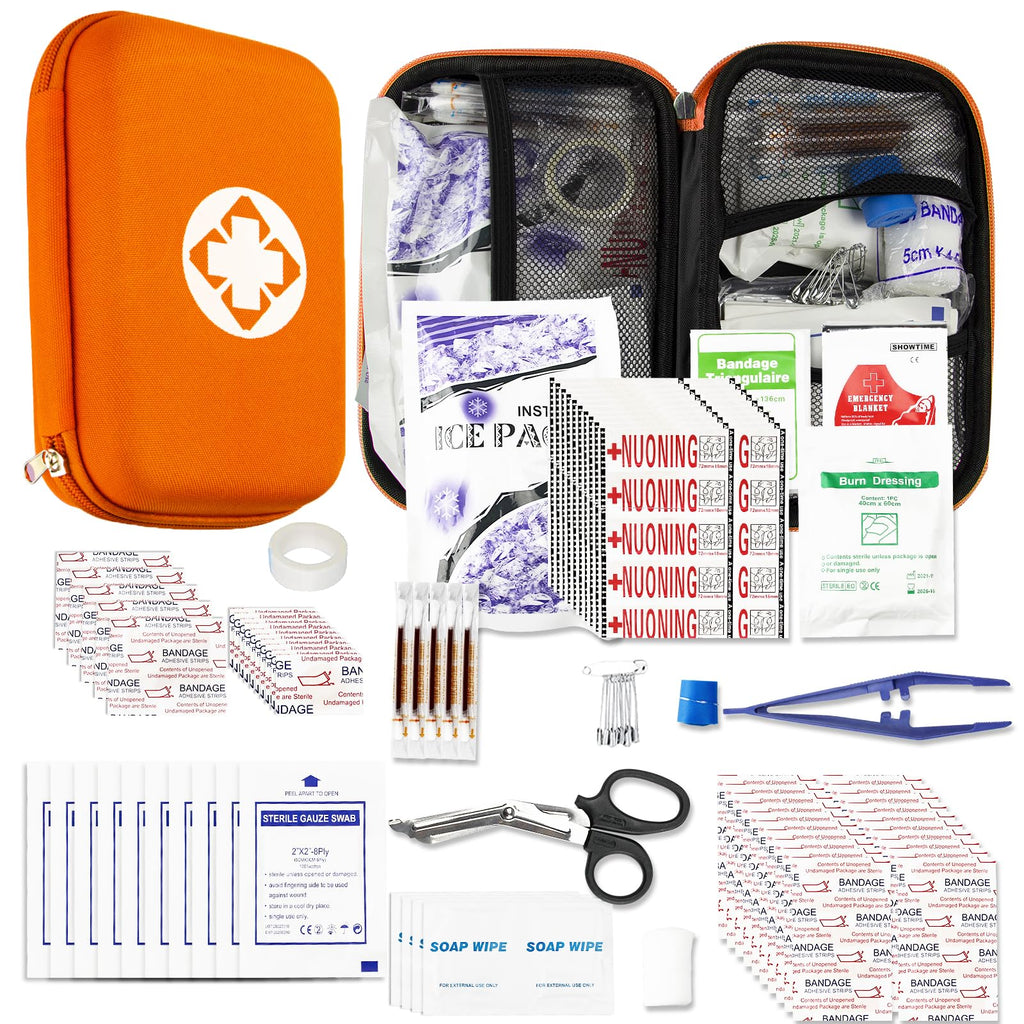 First Aid Kit Emergency Kit Camping Essentials Car-Home Orange First-Aid Bag - 277 Piece Emergency Supplies Hiking First Aid Kit