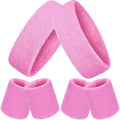 Bememo 6 Pcs Neon Sports Sweatbands Set Paris Sports Competitions Sweatbands 2 Headband 4 Wristbands Breathable Terry Cloth Athl