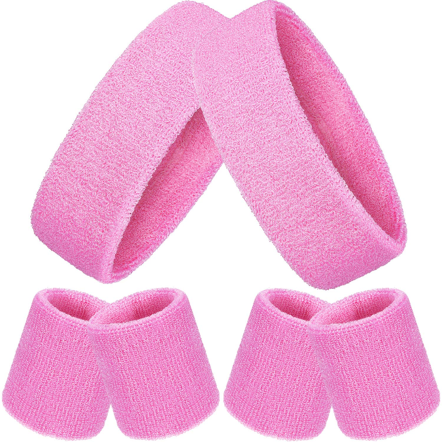Bememo 6 Pcs Neon Sports Sweatbands Set Paris Sports Competitions Sweatbands 2 Headband 4 Wristbands Breathable Terry Cloth Athl