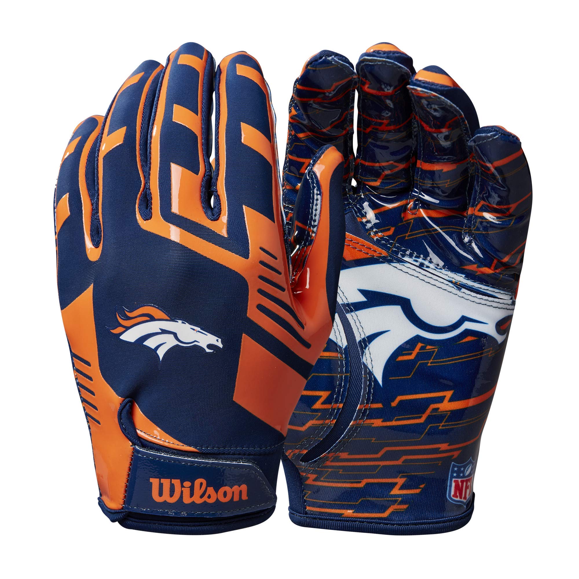 Wilson NFL Stretch Fit Football Gloves - Youth, Denver Broncos