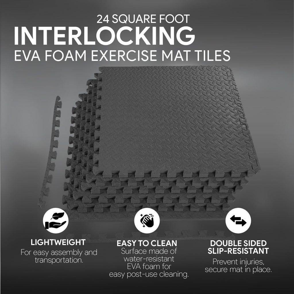 Fitvids Puzzle Exercise Mat With Eva Foam Interlocking Tiles For Mma, Exercise, Gymnastics And Home Gym Protective Flooring, 3/4