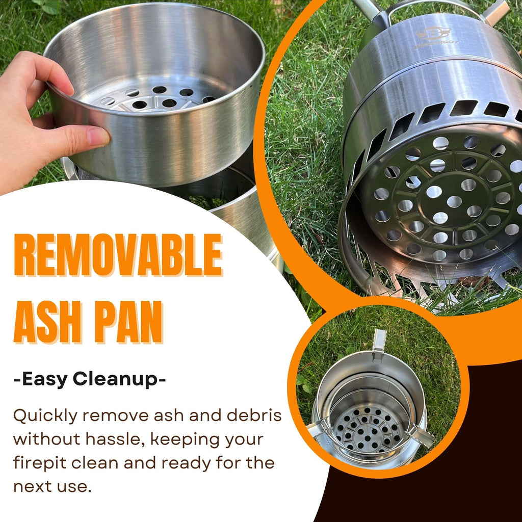 Bestargot Camping Wood Stove, Extra Large, Portable Smokeless Fire Pit, Stainless Steel, Windproof & Stackable Gas Burner For Ca