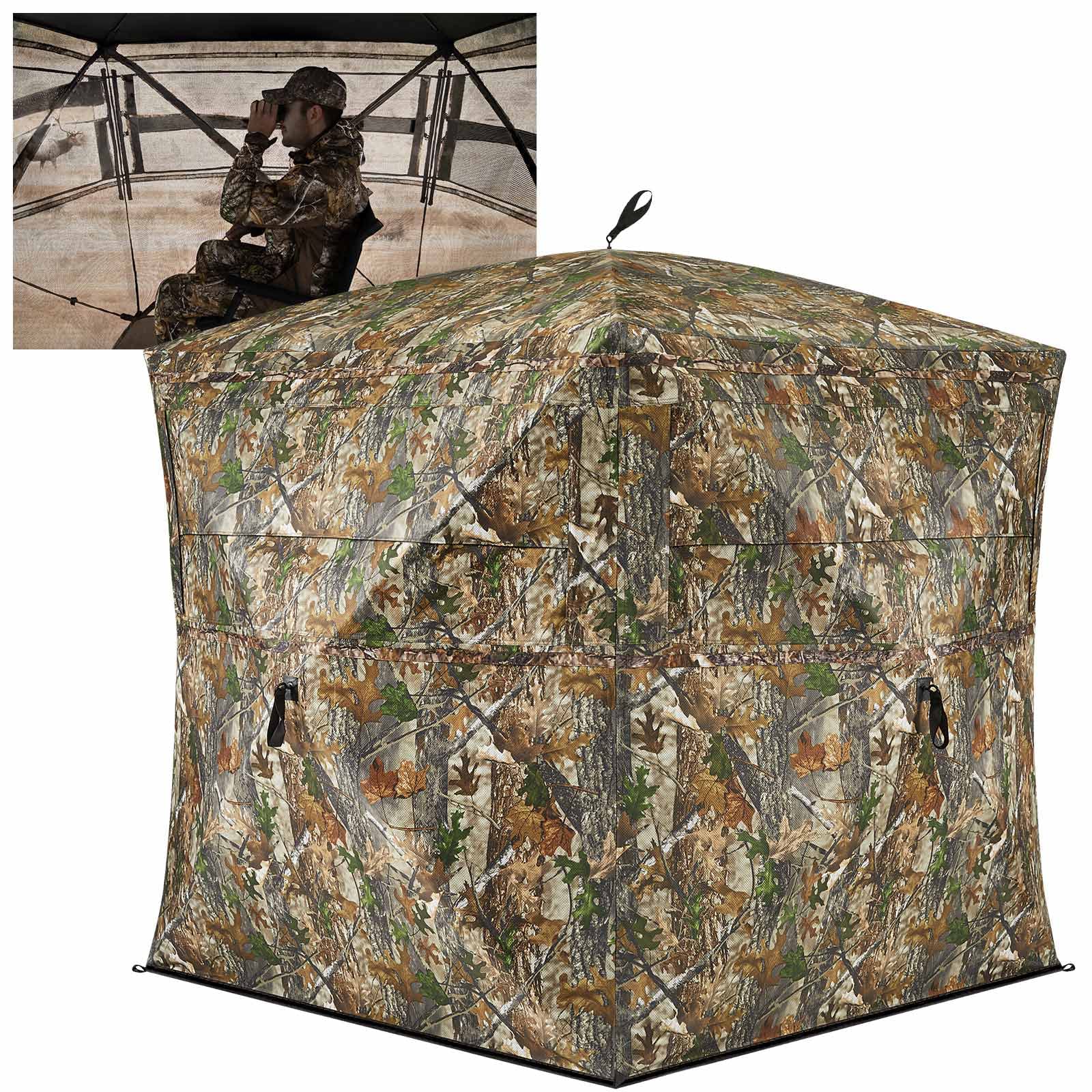 TIDEWE Hunting Blind See Through with Carrying Bag, 2-3 Person Pop Up Ground Blinds 270 Degree, Portable Durable Hunting Tent fo