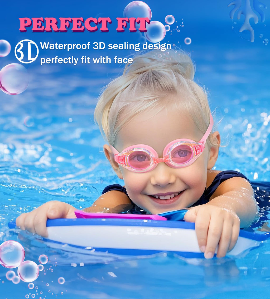 Aegend 2 Pack Kids Goggles, Swimming Goggles For Kids Age 4-16 Boys And Girls Youth, Anti-Fog Pool Goggles, Blue Black & Crisp P