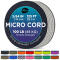 Teceum Micro Paracord - Silver Gray - 1.18 Mm X 125 Ft - Micro Utility Cord - Thin Braided Paracord Rope Nylon Polyester - Wind 