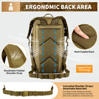 Huntvp 60L Tactical Military Backpack Gear Sport Outdoor Assault Pack Rucksack Bag For Hunting Camping Trekking Travel,Brown
