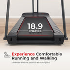 Sunny Health & Fitness Endurance Cardio Running Walking Treadmill with Extended Safety Handrails, Low-Impact, Low Wide Deck and
