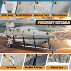 Vinpatio Trailerable Boat Cover, 600D Solution-Dyed Bass Boat Cover, 20-22 Ft Heavy Duty 100% Waterproof Boat Covers Fits V-Hull