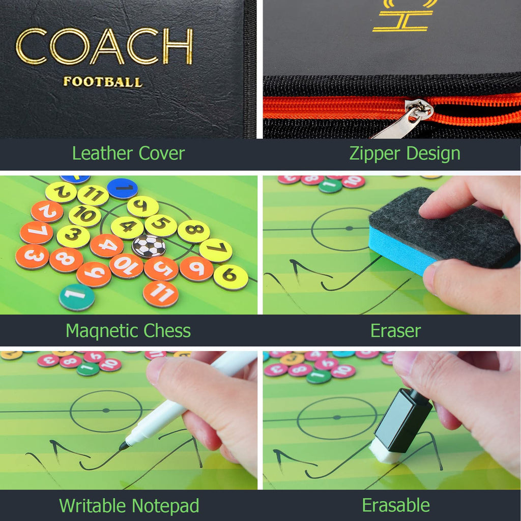 Roseflower Soccer Coaching Board, Magnetic Soccer Tactics Strategy Board, Erasable Coaches Clipboard With Magnets And Marker Pen
