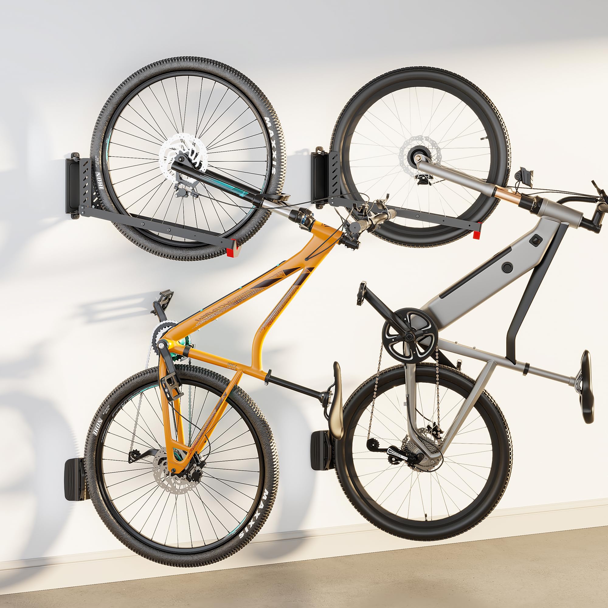 monTEK Swivel Bike Wall Mount, No Heavy Lifting Required Bike Wall Mount, Bike Hangers for Garage, Space-Saving Bike Rack Garage