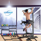 Leasbar Power Tower, Stand Workout Station 330 Lbs Capacity, Adjustable Dip & Pull Up Bar Station, Multi-Function Strength Train
