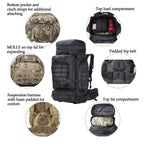 Xmilpax Large Military Backpack Army Rucksack Tactical Molle Pack For Camping Backpacking Hunting Bushcraft Adventure 70L