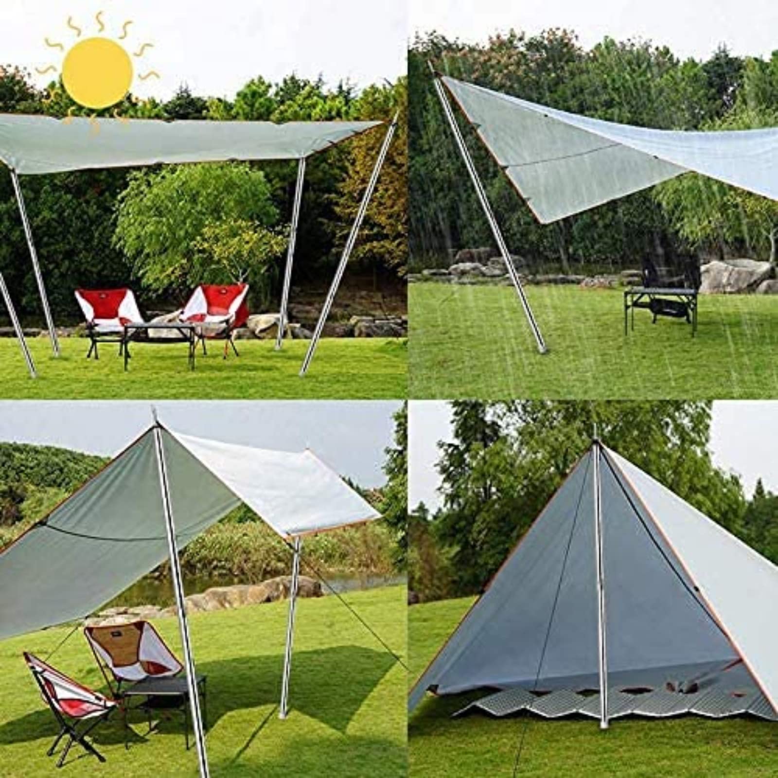 San Like Tent Pole Telescopic Adjustable Tarp Poles For Camping Canopy Awning Shelter Backpacking Hiking -(Adjustable Length - S