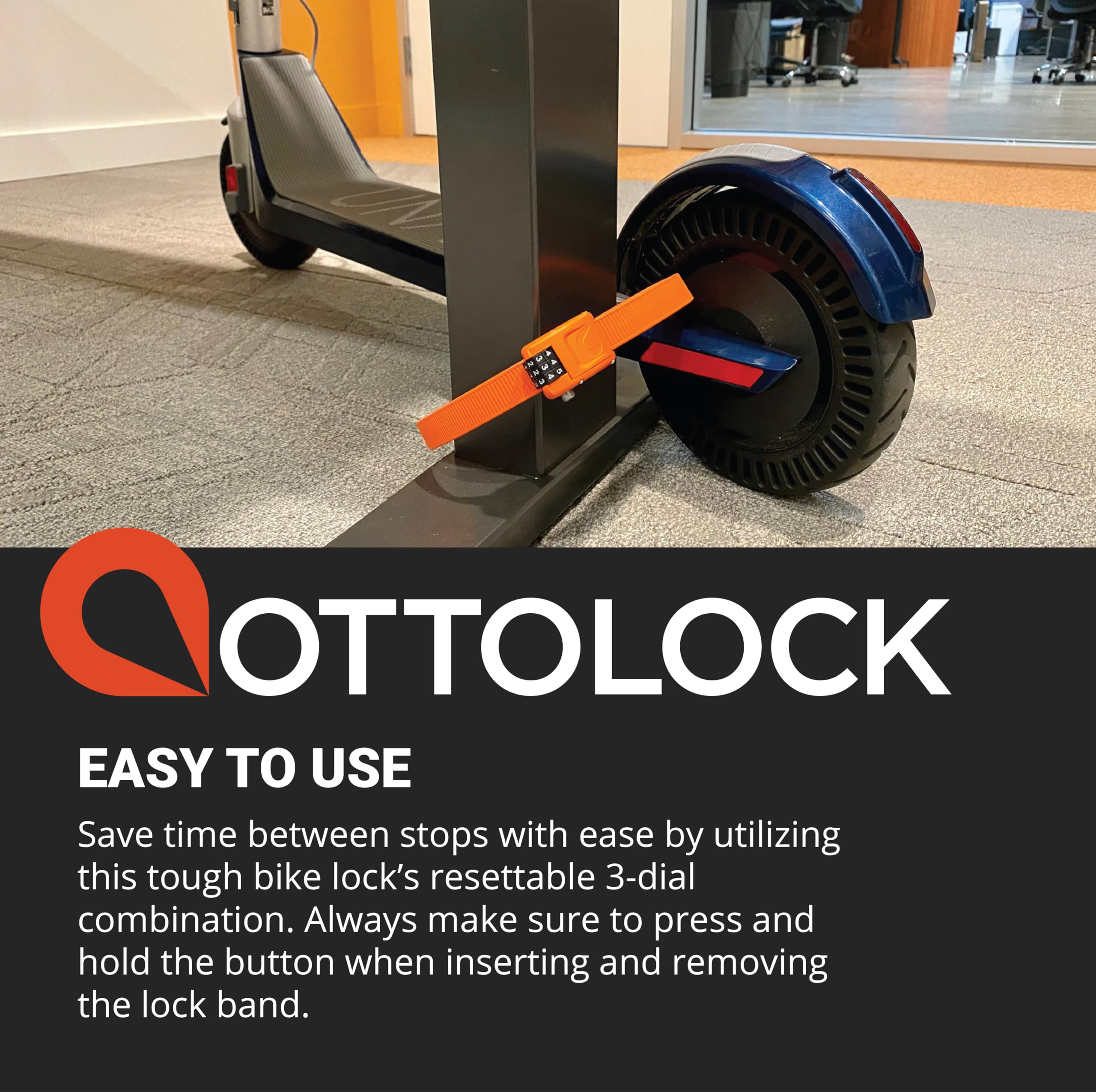 Ottolock Combination Bike Lock | Lightweight, Compact & Easy To Use | Theft Deterrent For Quick Stops | Cycling & E-Mobility (St