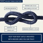 Rainiersupplyco Boat Anchor Rope - Double Braided Marine Rope Anchor Line - 50 Ft X 1/4 Inch Nylon Boating Line With 316 Stainle