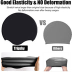 Tripsky Silicone Swim Cap For Long Hair, Swimming Cap For Women Men Teenagers, Stereoscopic Pattern Bathing Cap Ideal For Curly