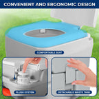 Serenelife Portable Toilet With Carry Bag - Indoor Outdoor Toilet With Chh Piston Pump & Level Indicator - 5.3 Gallon Large Wast