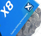 Kmc X8 8-Speed Nickel Plate Edition X-Series Bicycle Chain Compatible With Shimano, Sram, Campagnolo And All Major Systems