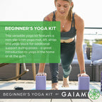 Gaiam Beginner'S Yoga Starter Kit Set (Yoga Mat, Yoga Block, Yoga Strap) - Light 4Mm Thick Printed Non-Slip Exercise Mat For Eve