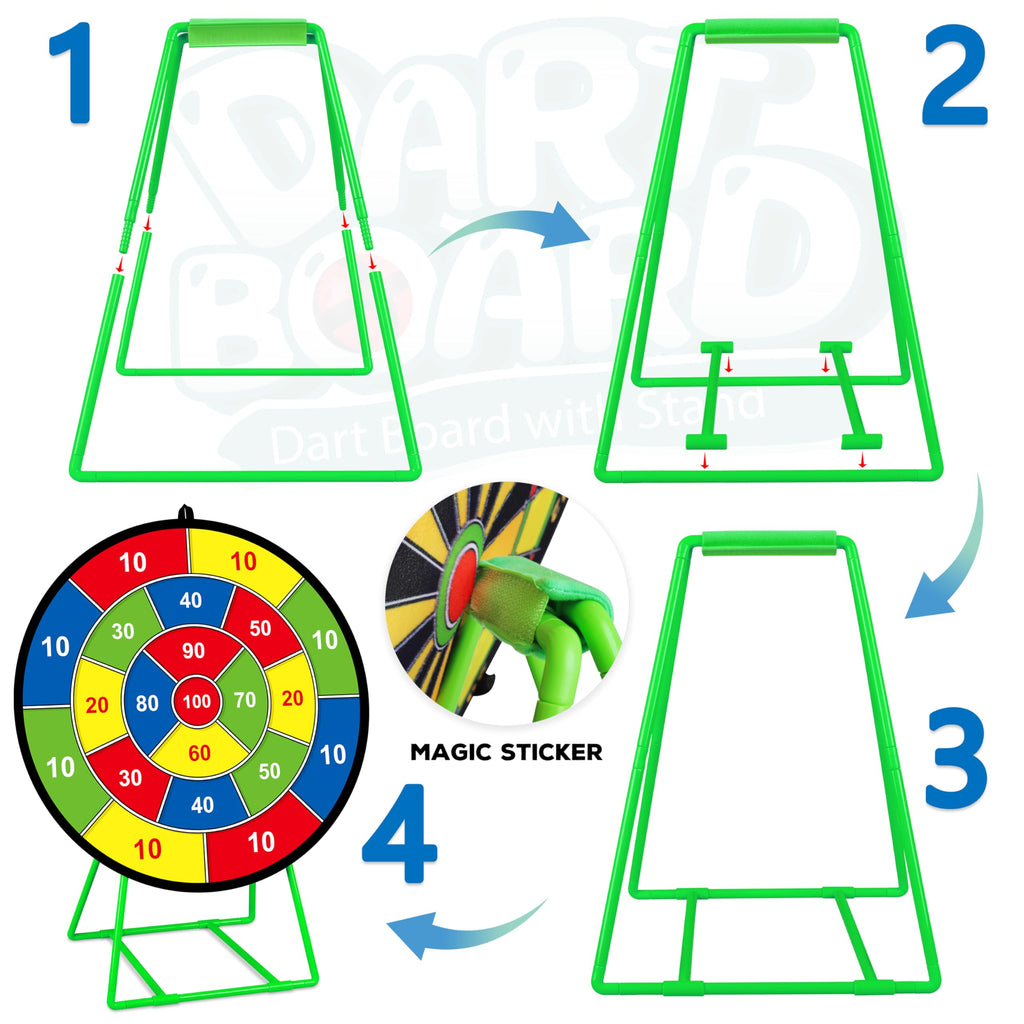 Large Dart Board For Kids With Stand, Double Sided Kids Dart Board With 12 Sticky Balls And Darts,Family Party Party Supplies Fo