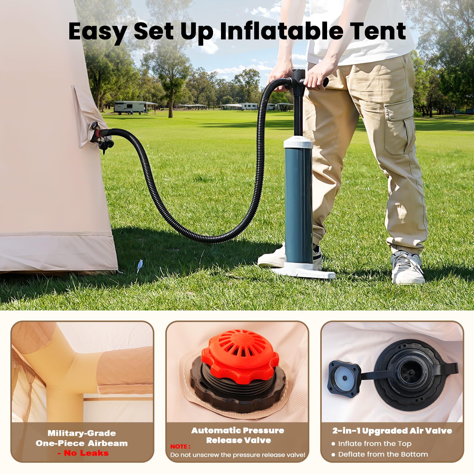Inflatable Tents For Camping, Blow Up Tent For Camping Adults 4-6 People, Inflatable Hot Tent With Stove Jack & Ac Ports, Glampi