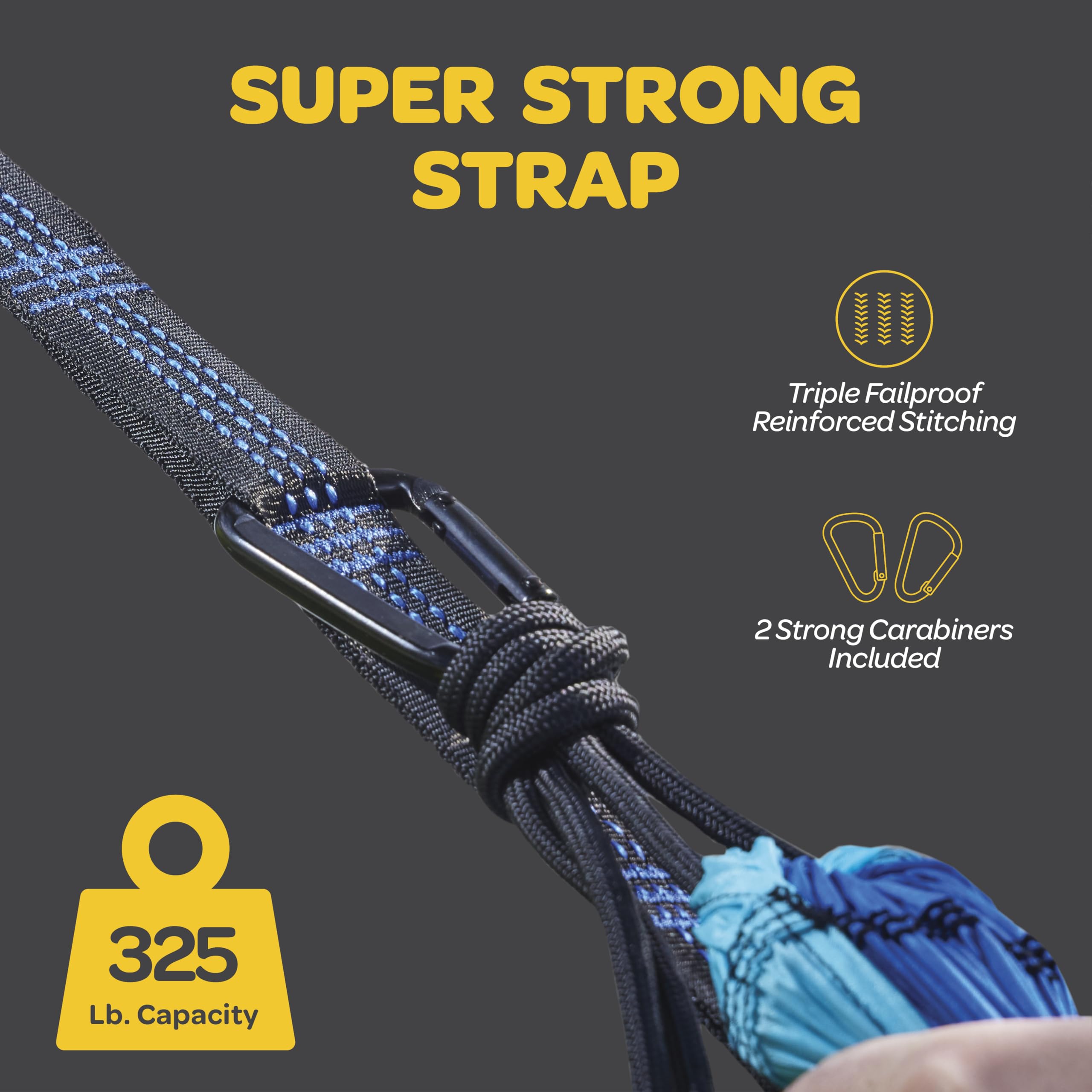 Durable Hammock 400 Lb Capacity, Nylon Camping Hammock Chair - Double Or Single Sizes W/Tree Straps And Attached Carry Bag - Por