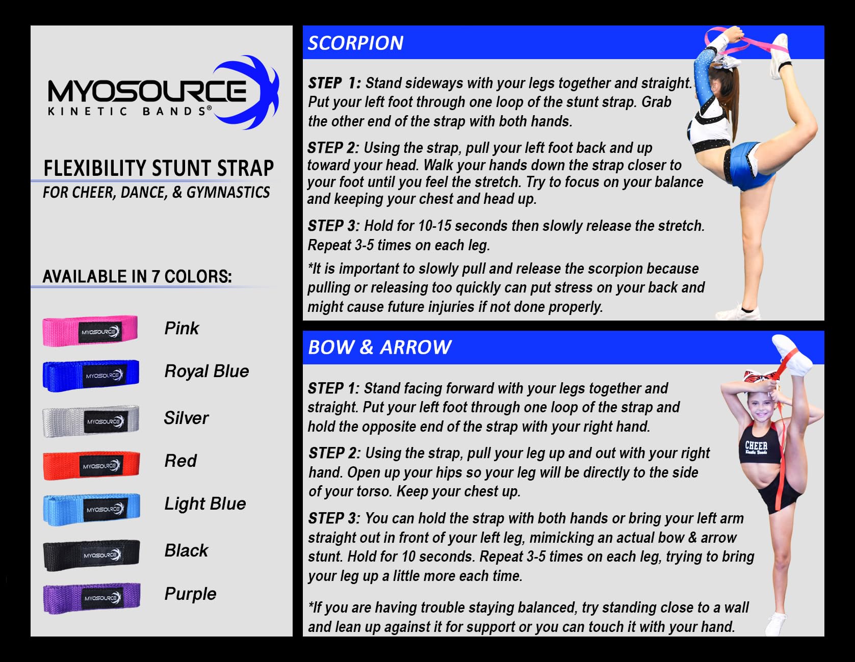 Myosource Kinetic Bands Cheerleading Stunt Strap, Teal