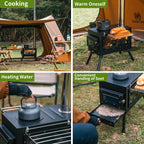 Womeyork Outdoor Camping Stove, Portable Wood Burning Stove With Chimney Pipe For Tent, Shelter, Heating And Cooking (Black-Larg