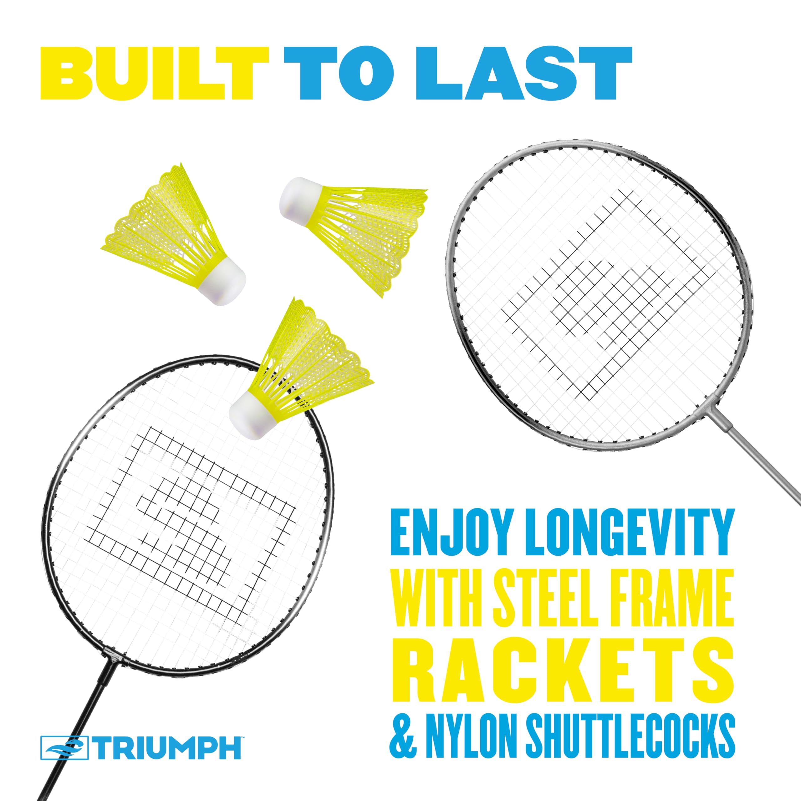 Triumph Sports 4-Player Badminton Set with 4 Rackets, 3 Shuttlecocks and 1 Carry Case, Black
