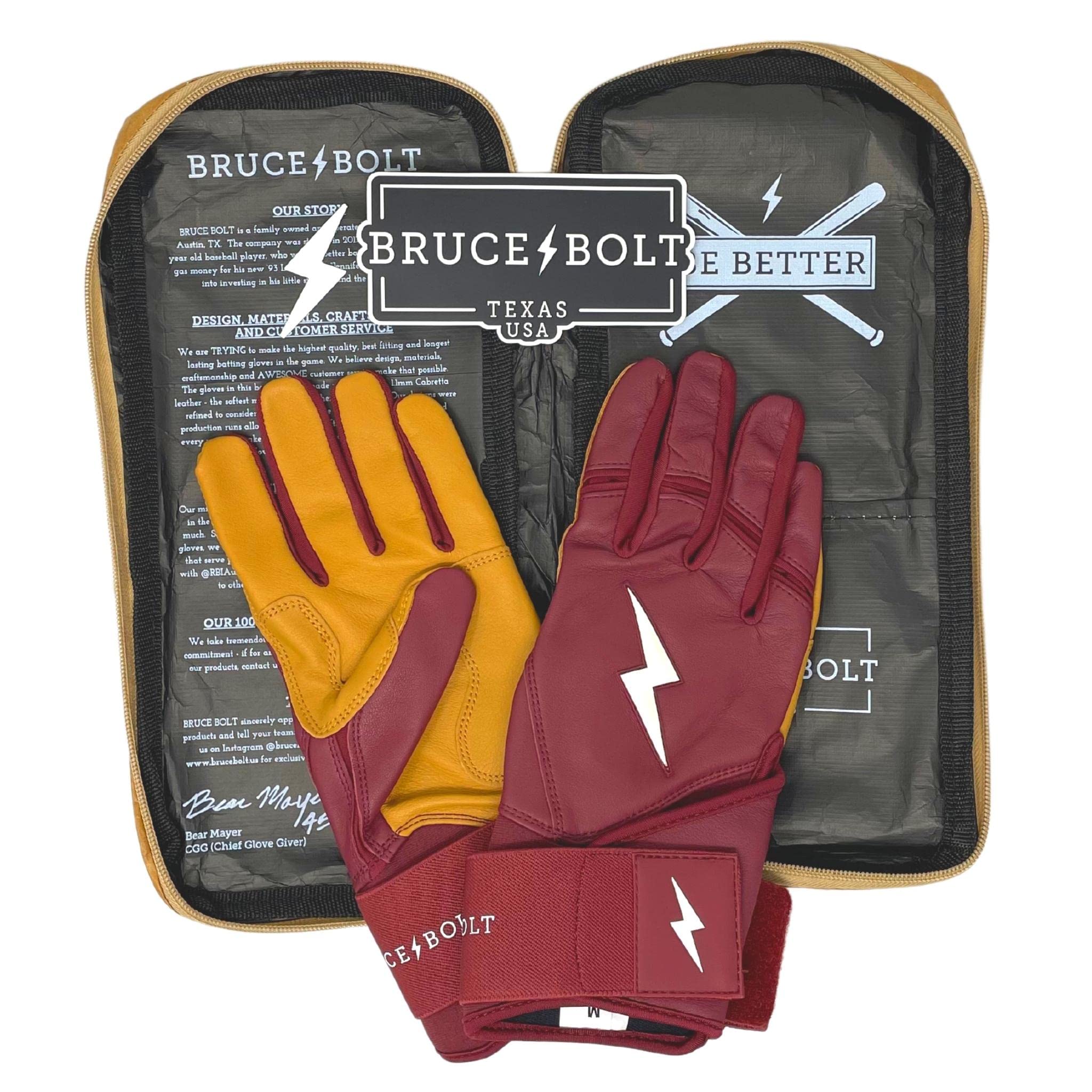 Bruce Bolt Original Series Long Cuff Maroon Batting Glove - Maroon Xxlarge