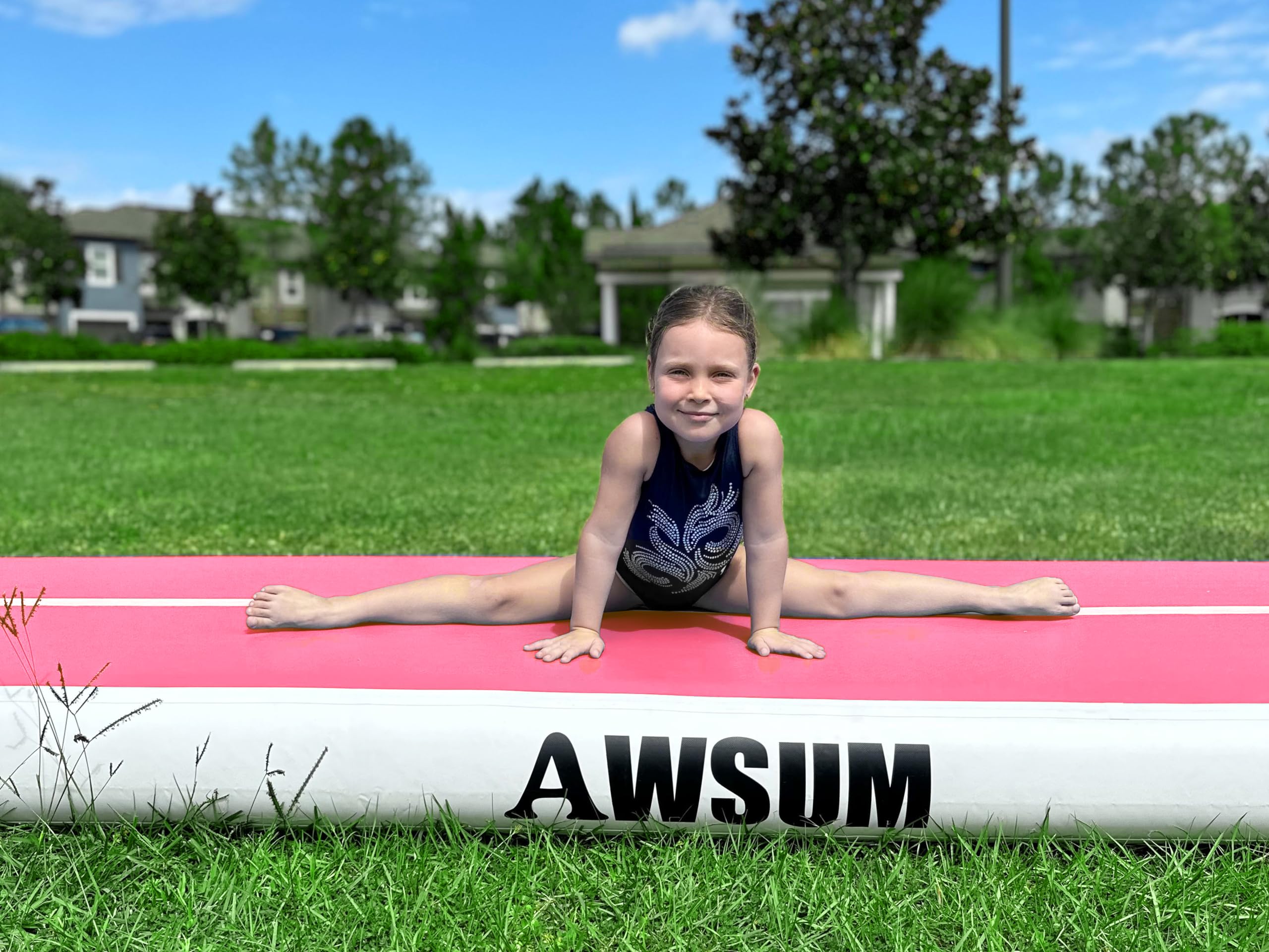 Awsum Air Gymnastics Mat 10Ft/13Ft/16Ft/20Ft/23Ft Inflatable Track Training Mat 4/8 Inches Thick Tumbling Mat With Electric Pump