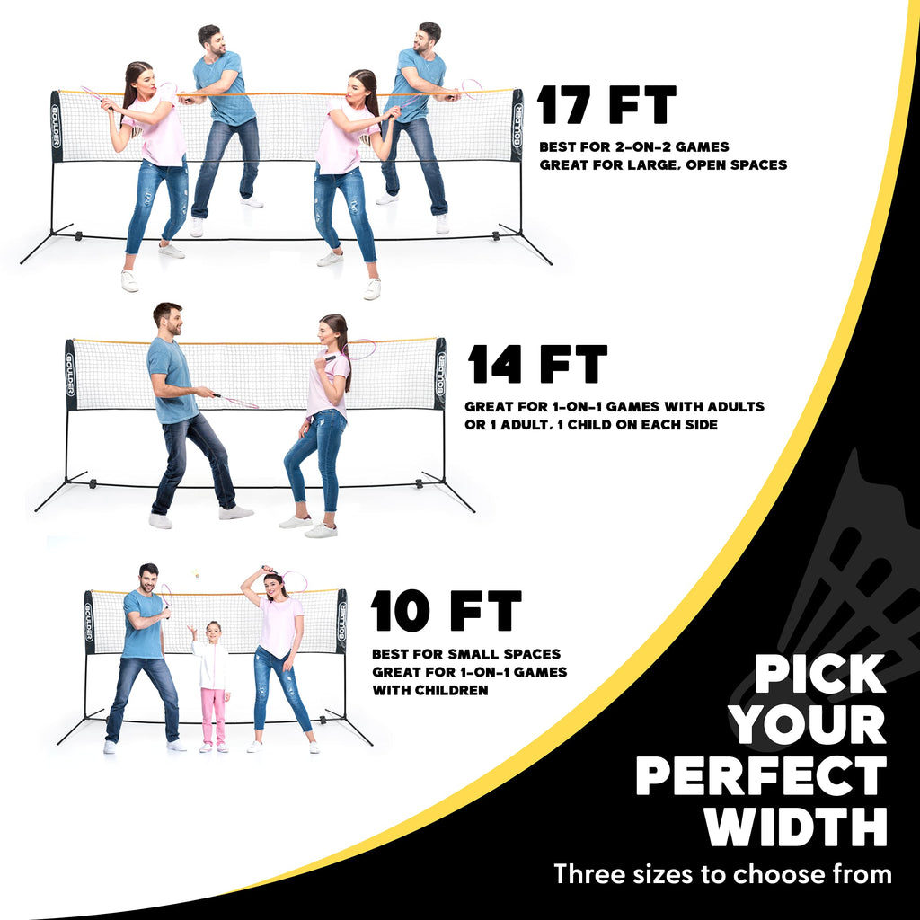 Boulder Portable Badminton Net Set - For Tennis, Soccer Tennis, Pickleball, Kids Volleyball - Easy Setup Nylon Sports Net With P