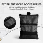 Finger Ten Golf Pouch Bag For Valuables Tee Color With 4 Golf Pencil Pack, Zippered Pocket Gear Clip Hook To Bag (Black Pouch Ba