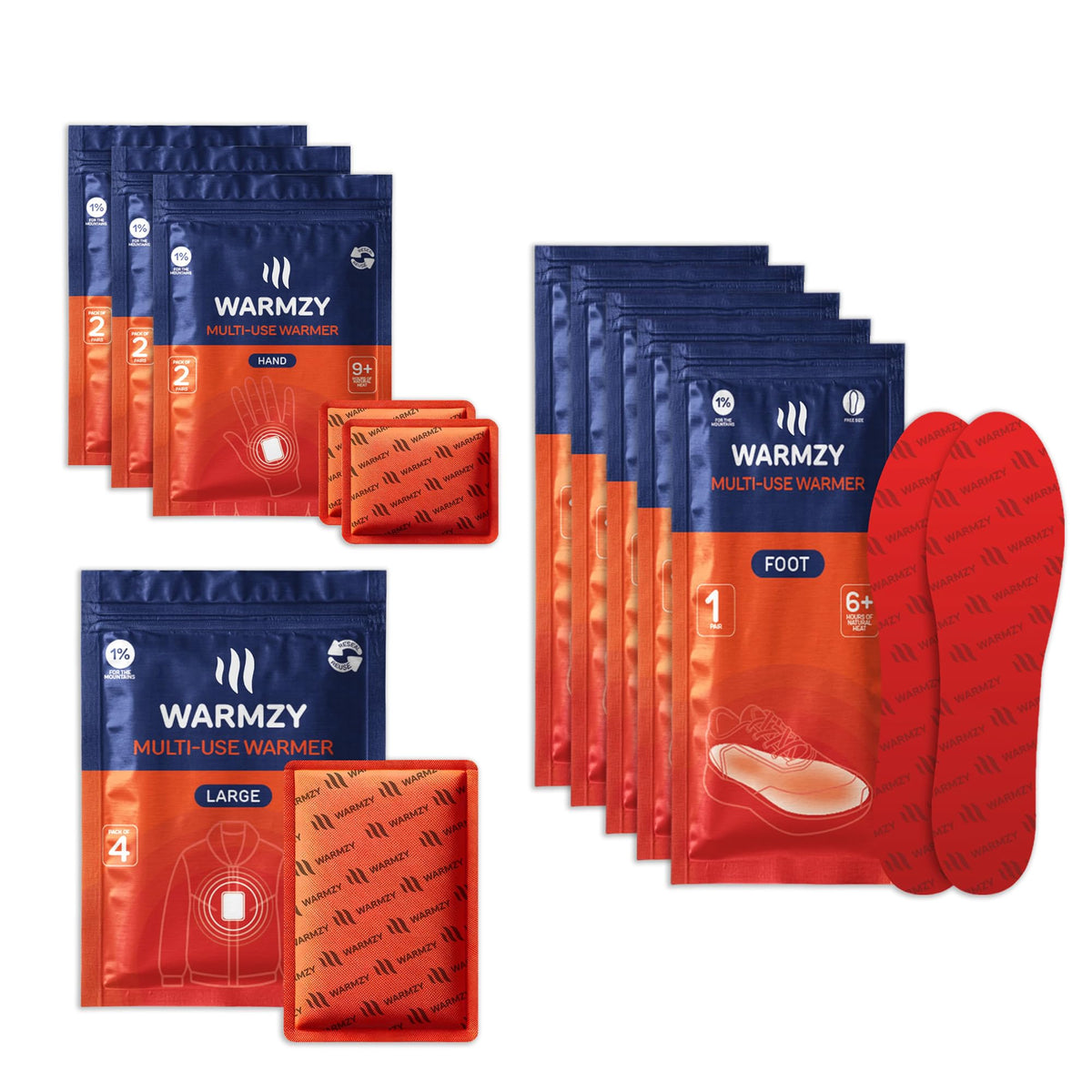 Warmzy Reusable Body, Hand & Foot Warmers (4 Body + 6 Pair Hand + 5 Pair Foot) | Warmth For 9+ Hours| Air Activated Pocket Heate